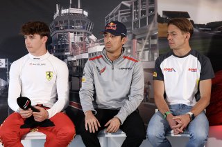 #50 - AF Corse - Francorchamps Motors - Arthur LECLERC - Ferrari 296 GT3, #2 - Johor Motorsports JMR - H.H. Prince JEFRI IBRAHIM - Corvette Z06 GT3.R, and #98 - Rowe Racing - Augusto FARFUS - BMW M4 GT3 EVO in the Press Conference | SRO / JEP